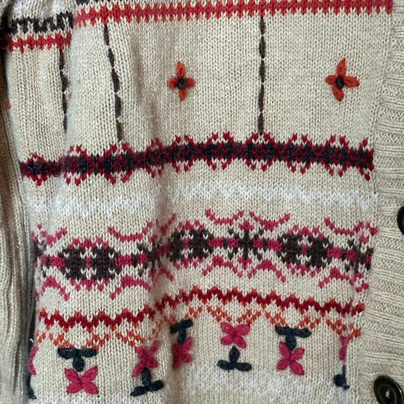 90s Cottagecore Embroidered boho Cardigan Tan - Picture 3 of 6